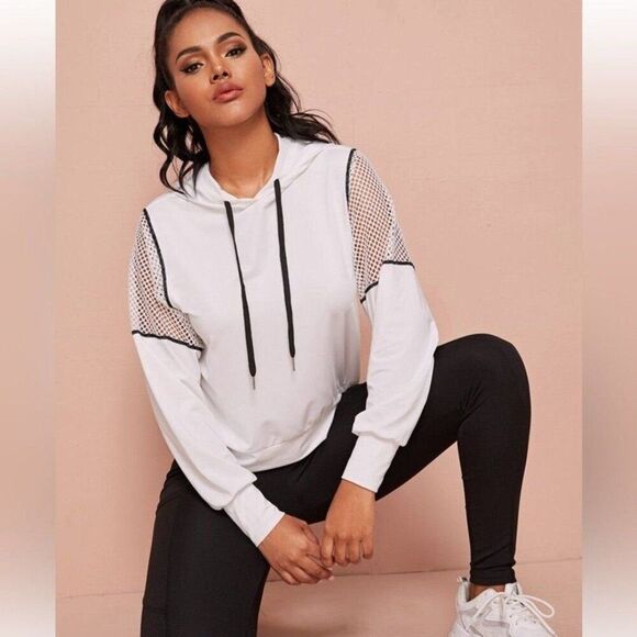 NWOT - White Mesh Lightweight Soft Hoodie - Picture 1 of 3